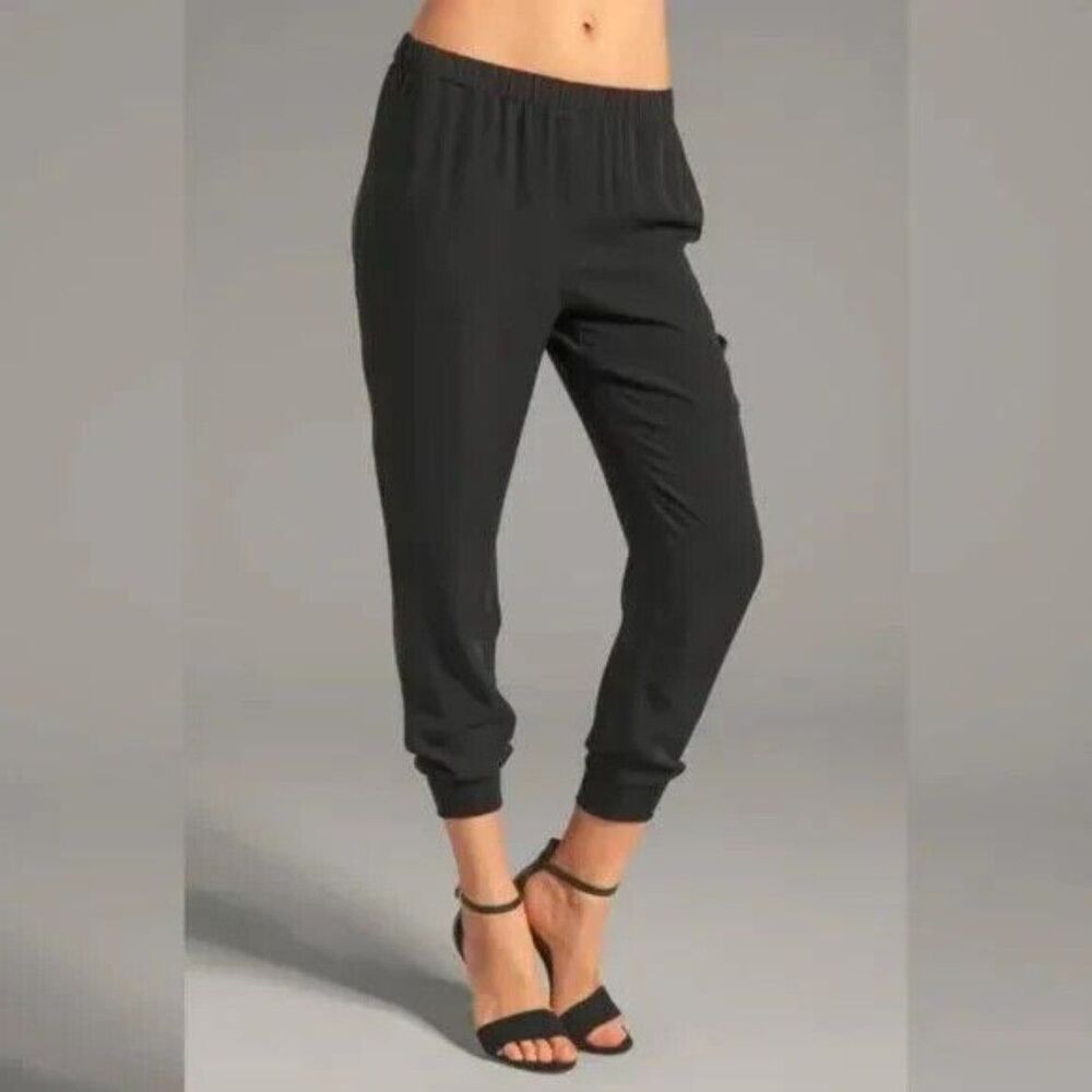 Theory "Arai" 100% Silk Cuffed Joggers in Black Size S Small EUC!!!